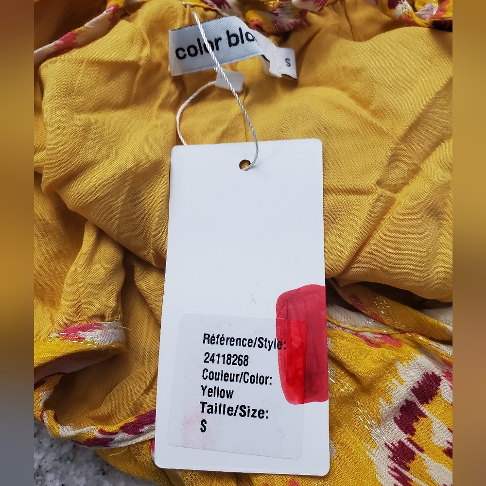 Color Block Yellow Patterned Tank Top. NEW! - Picture 4 of 5